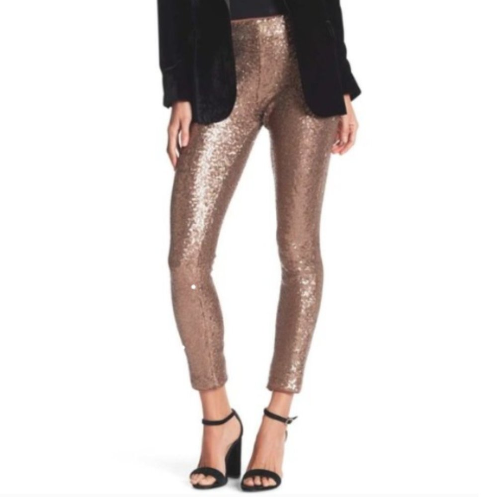 Meghan LA Rose Gold High Waist Sequin Leggings